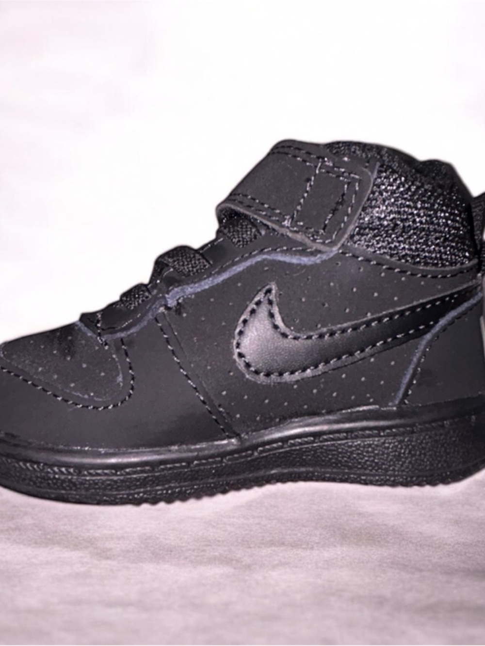 Nike Black Kids High-Top Sneakers with Hook-and-Loop Strap